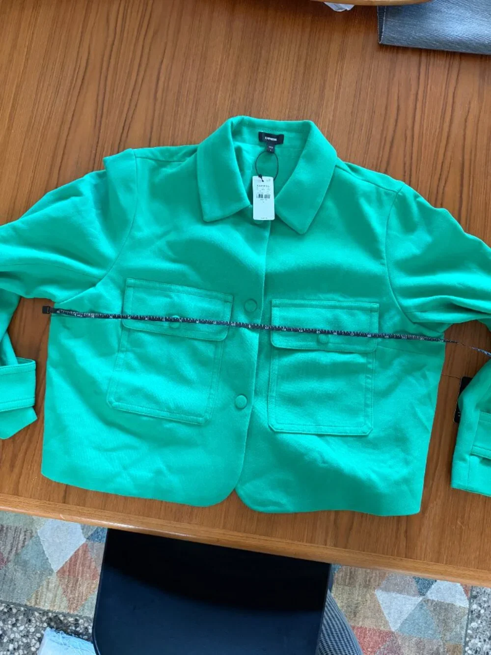 NWT Express Vibrant Green Cropped Utility Jacket - L